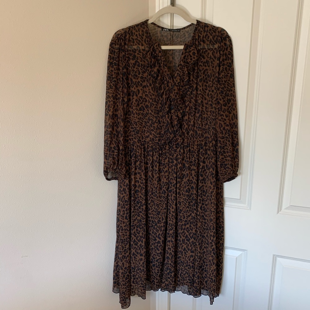 Zara animal/leopard print midi dress